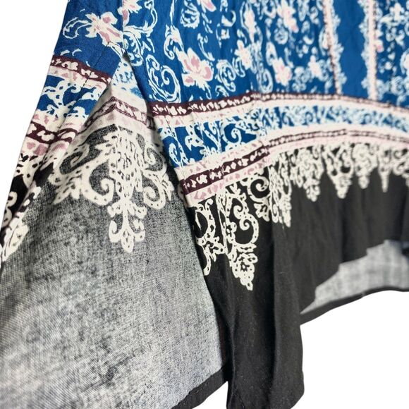 Cato Peasant Tunic Top 14W/16W  Blue Boho Chic Cottagecore Fall Ready Tab Sleeve - Picture 5 of 10